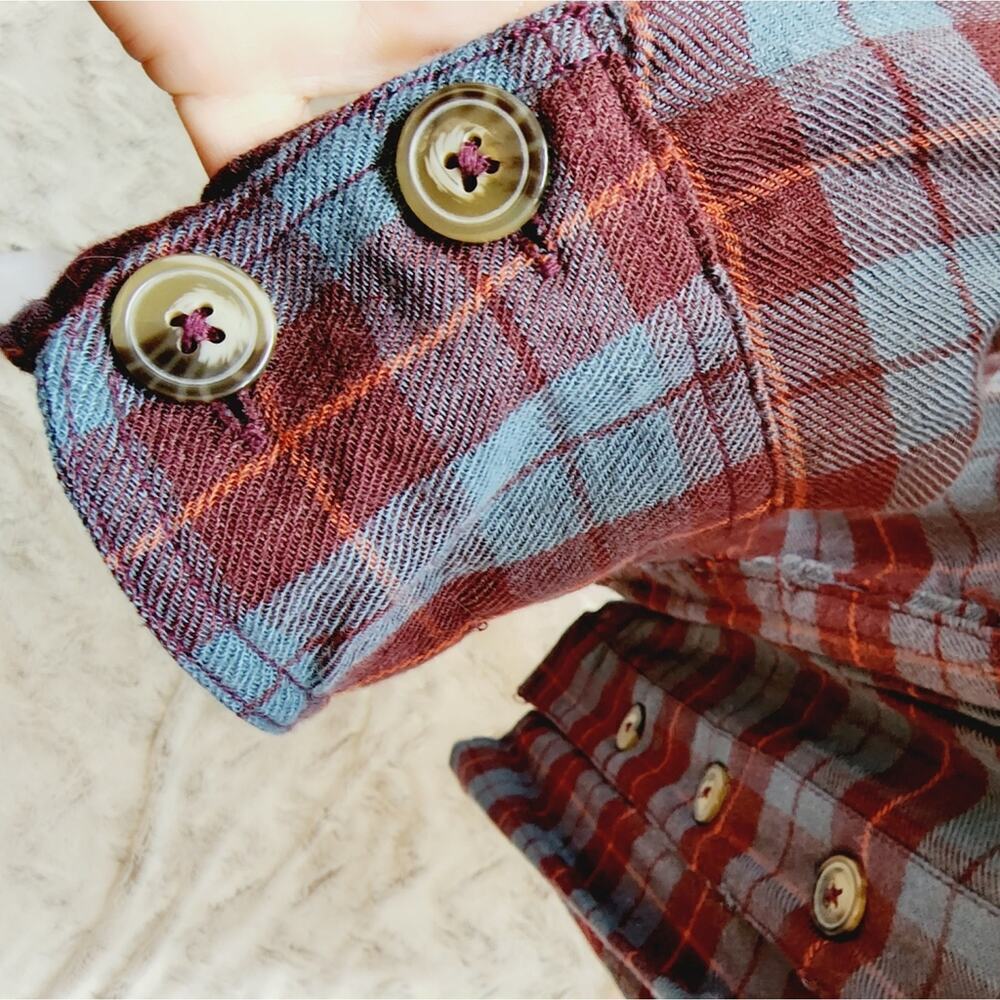 FREE PEOPLE ALL ABOUT THE FEELS PLAID BUTTON DOWN SIZE XS - Picture 7 of 10